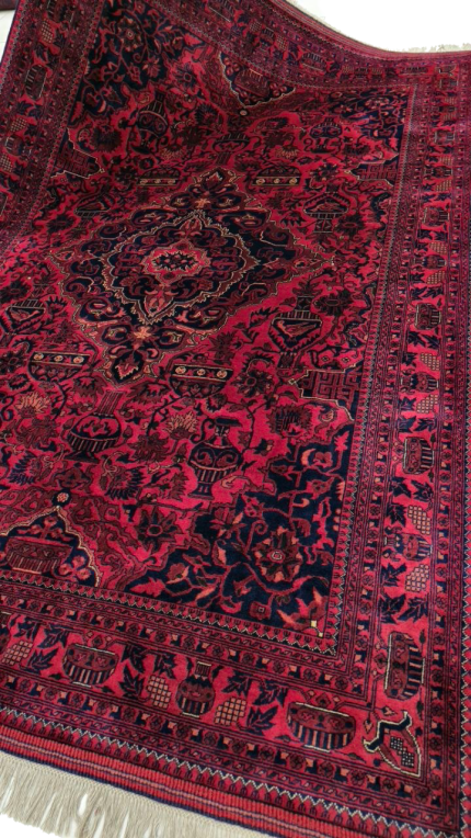 فرش لچک ترنج لاکی طرح قشقایی-قالیچه-z37257